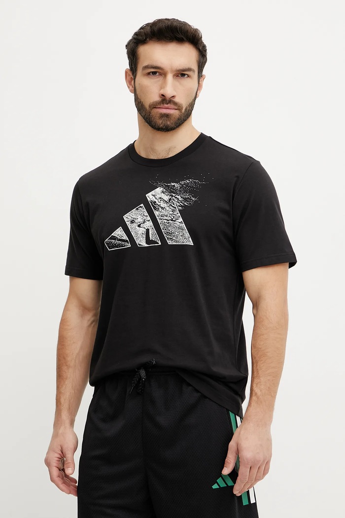 Bavlněné tričko adidas potisk černá JI6788