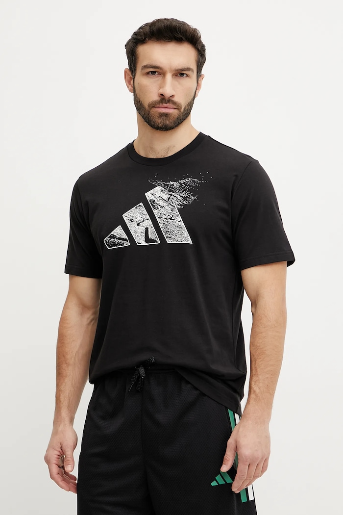 Bavlněné tričko adidas potisk černá JI6788