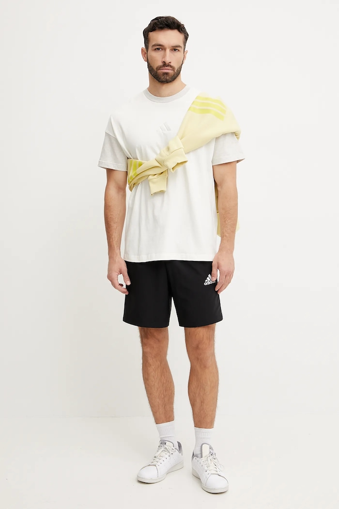 adidas t-shirt bawełniany ALL SZN CB Colorblock JJ3679 beżowy SS25