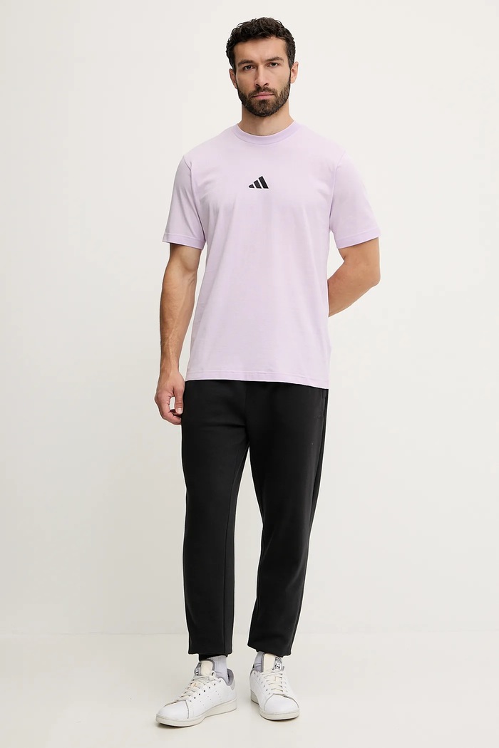 adidas t-shirt bawełniany Essential JD1781 fioletowy SS25