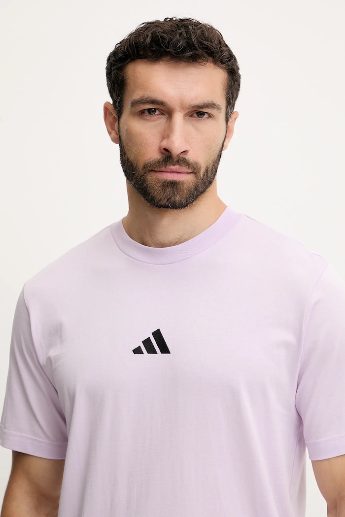 adidas t-shirt bawełniany Essential fioletowy JD1781