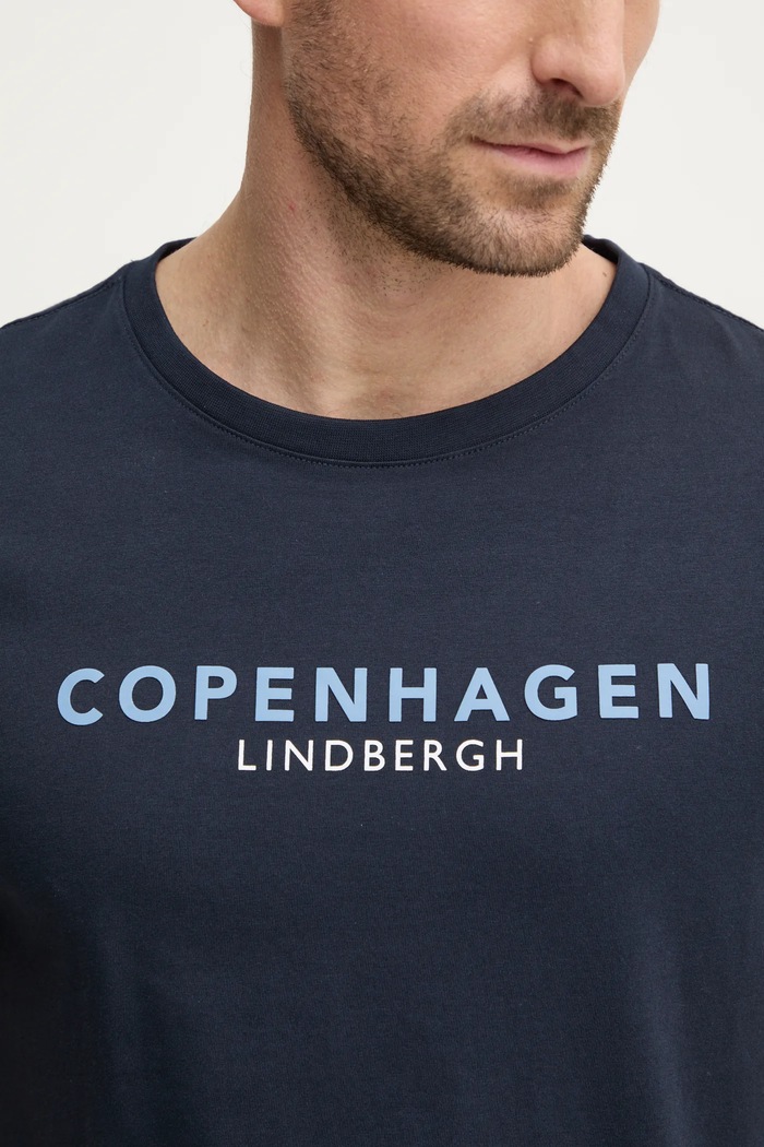 Bavlněné tričko Lindbergh 30.400200.NAVY.424 námořnická modř