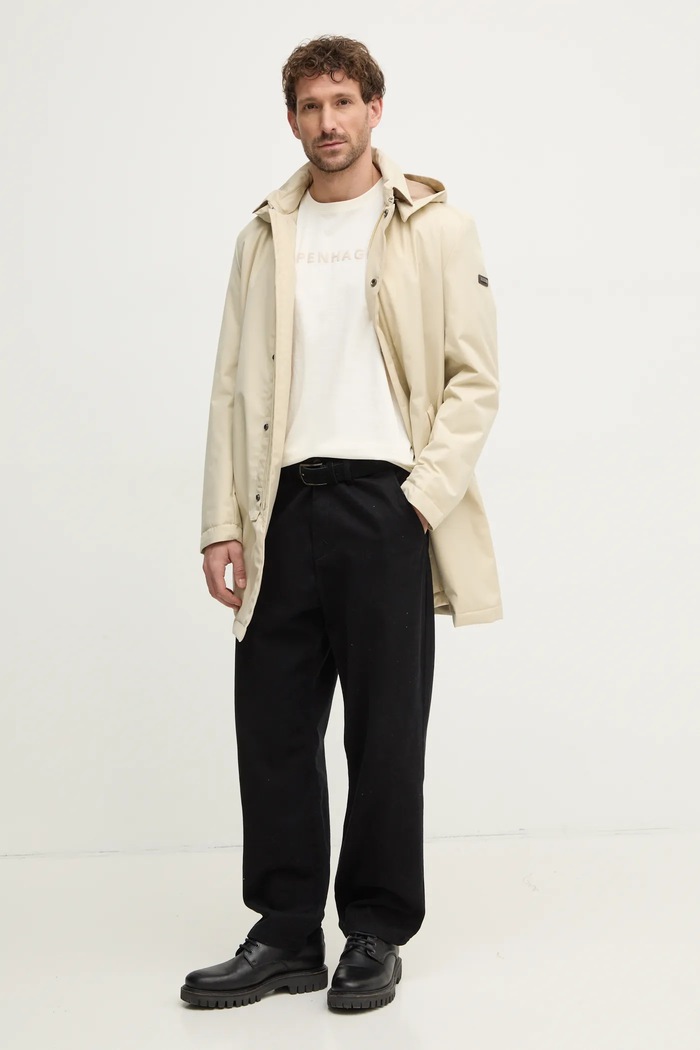 Lindbergh tricou din bumbac 30.400200.PEARL.WHITE bej SS25
