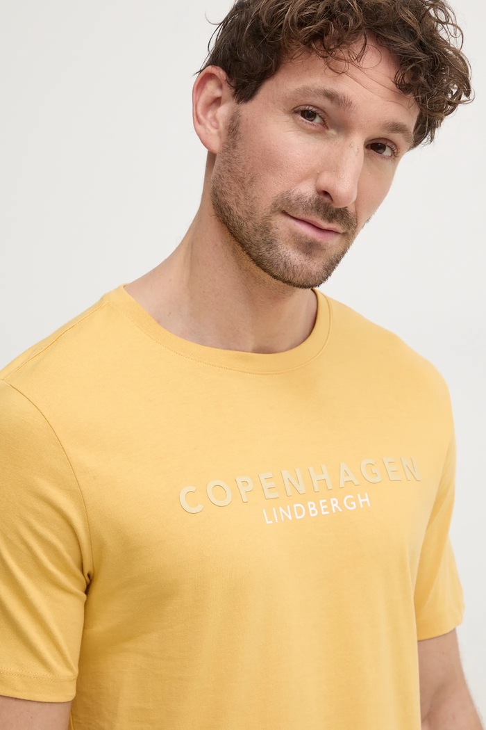 Lindbergh t-shirt bawełniany żółty 30.400200.WAX.YELLOW