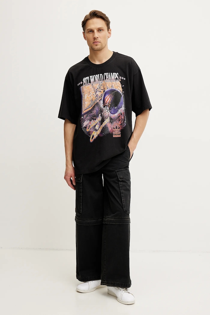 Βαμβακερό μπλουζάκι adidas Originals GRAPHIC SS TEE JY6297 μαύρο SS25
