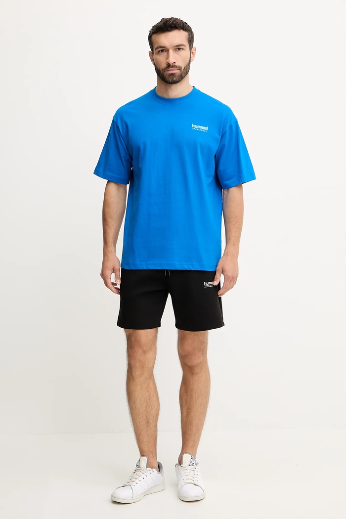 Bavlněné tričko Hummel 227549 modrá SS25