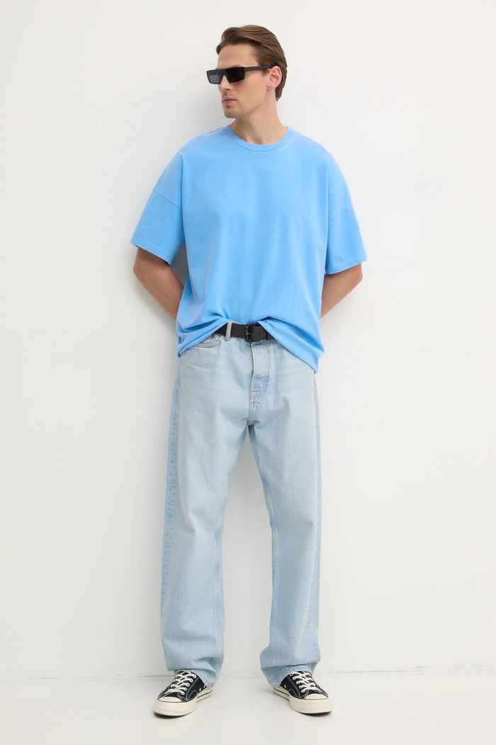 American Vintage T-shirt bawełniany MFIZ02AE25 niebieski SS25