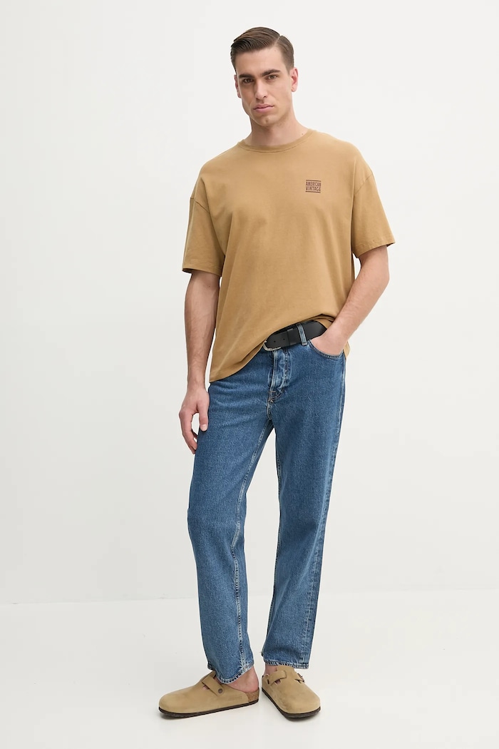 Bavlněné tričko American Vintage MYKO02AE25 zelená SS25