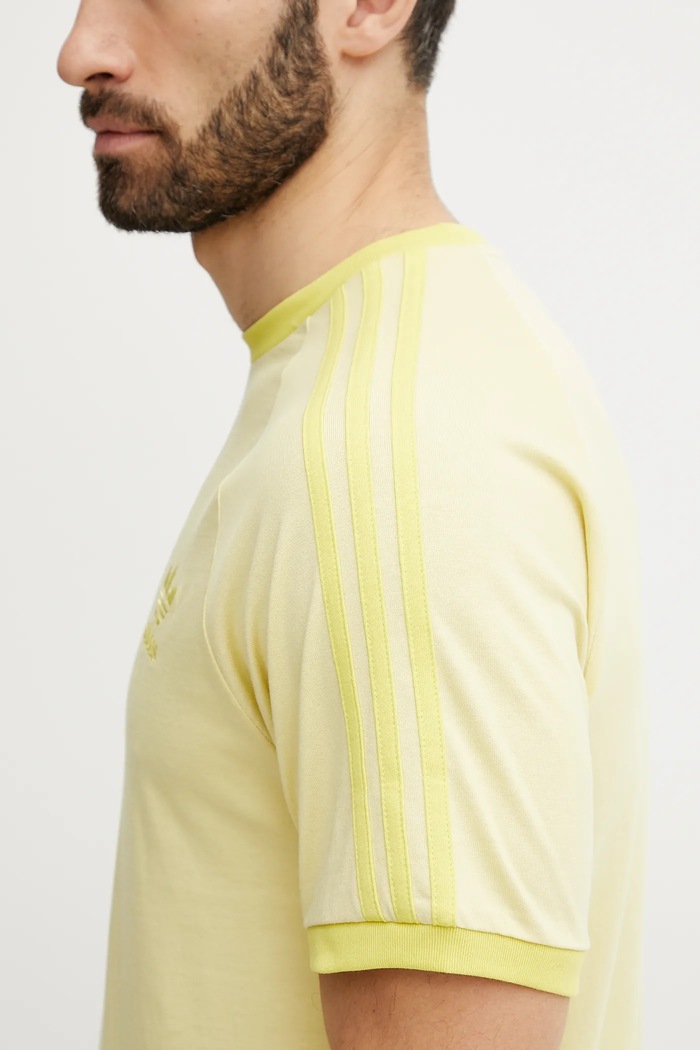 adidas Originals t-shirt bawełniany 3-Stripes JN7021 żółty