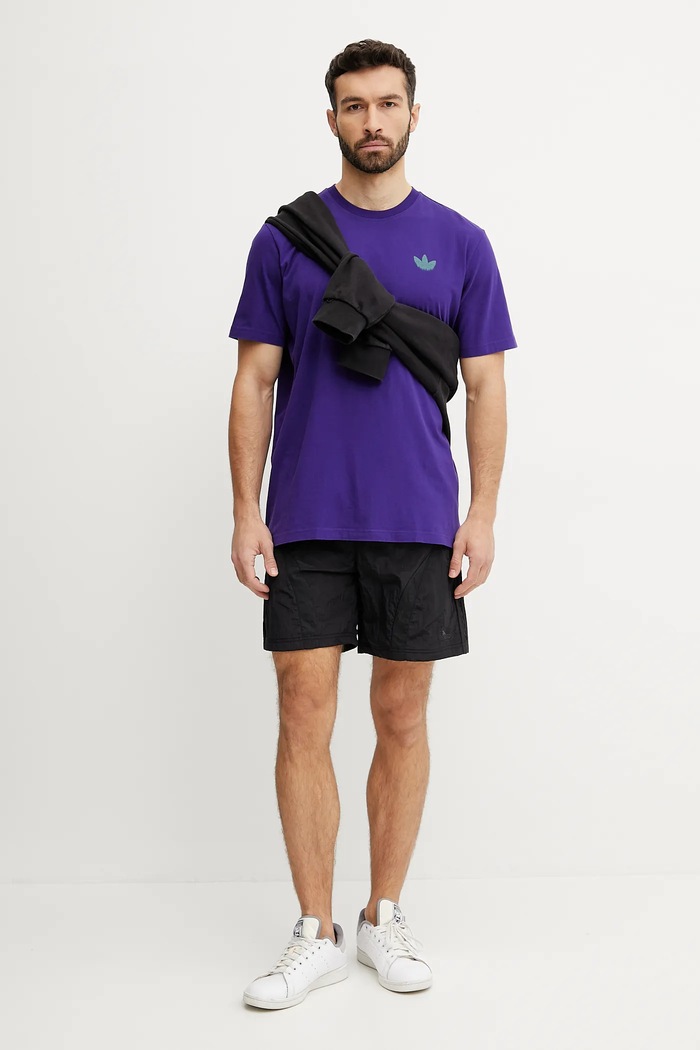 adidas Originals tricou din bumbac Skeleton Back Tee JI5929 violet SS25
