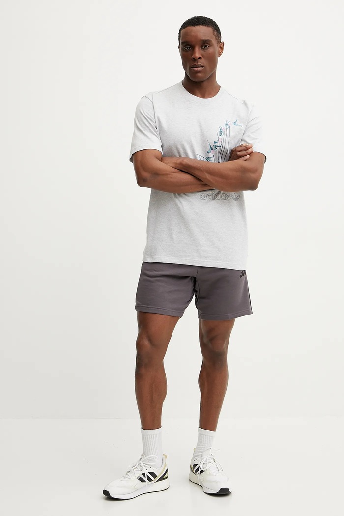 adidas Originals Pamut póló Q12 TS Pole JP2666 szürke SS25