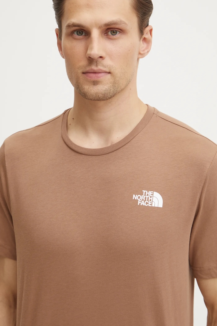 Pamučna majica The North Face Redbox smeđa NF0A87NPAR41