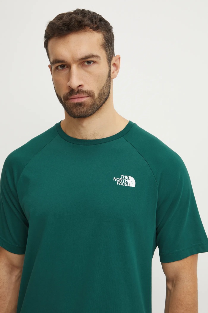 The North Face pamut póló zöld NF0A87NU6GI1