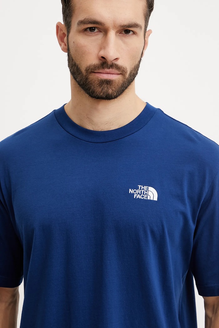 The North Face pamut póló Essential sötétkék NF0A87NRD1R1