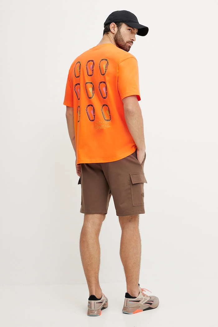 Памучна тениска The North Face Nuptse Oversized NF0A8C3T6HI1 оранжев SS25