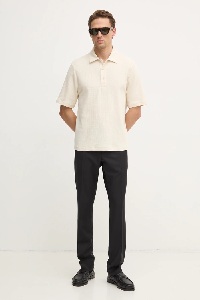 Pamučna polo majica Filippa K 31560.FK bež SS25