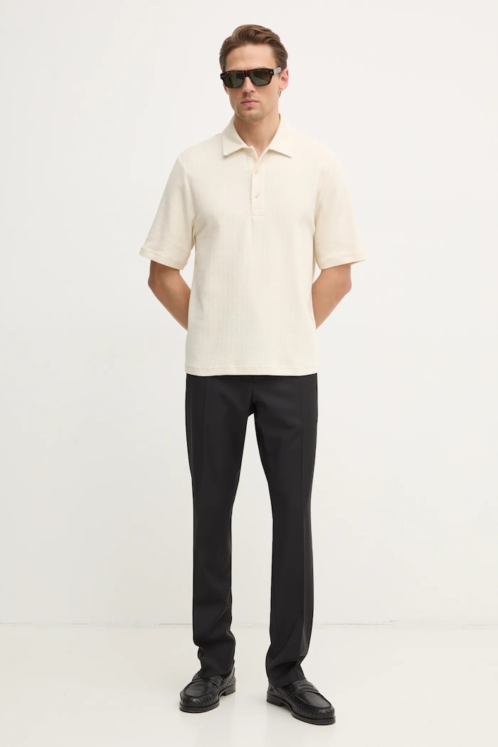 Pamučna polo majica Filippa K 31560.FK bež SS25