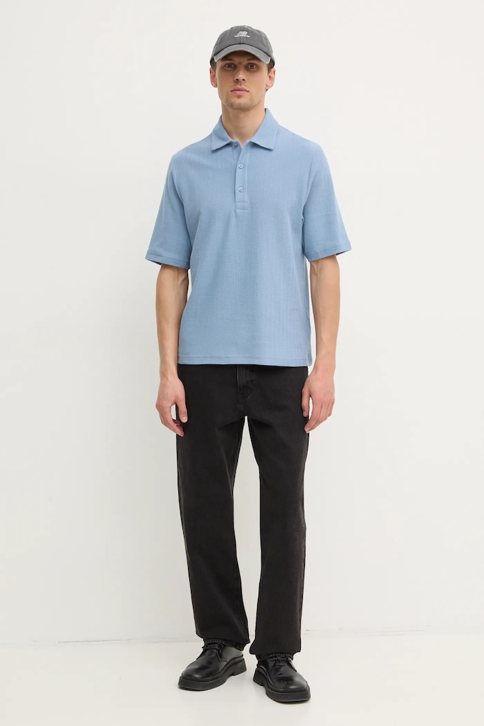 Pamučna polo majica Filippa K 31560.FK plava SS25