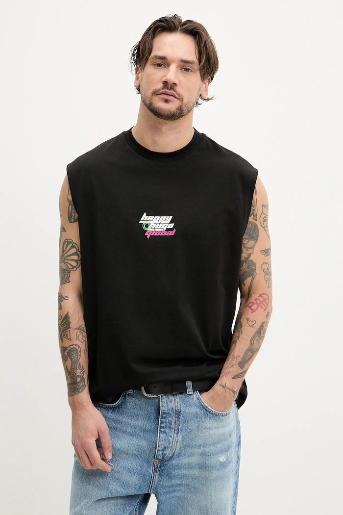 Hugo Blue tricou din bumbac print negru 50536121