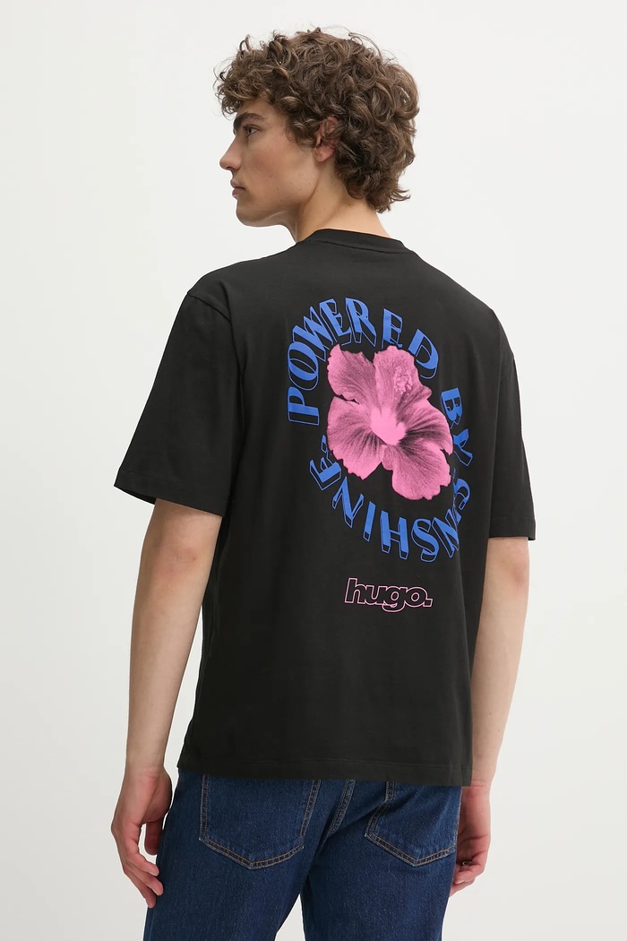 Hugo Blue t-shirt bawełniany nadruk czarny 50536127