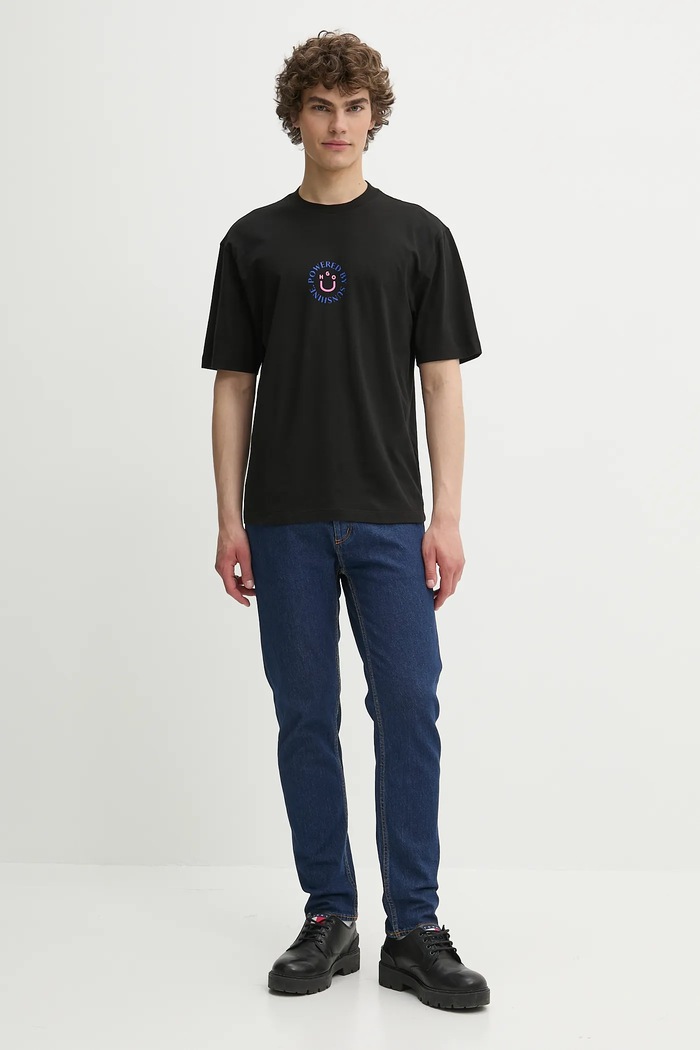 Hugo Blue t-shirt bawełniany 50536127 czarny SS25