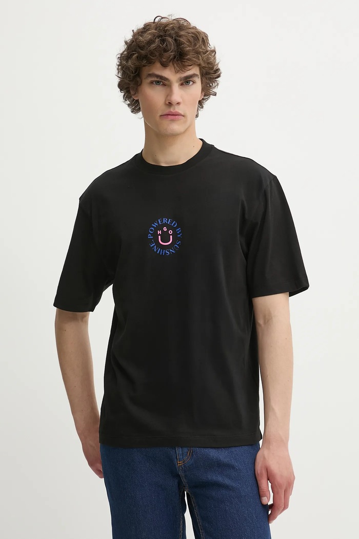 Odzież Hugo Blue t-shirt bawełniany 50536127 czarny