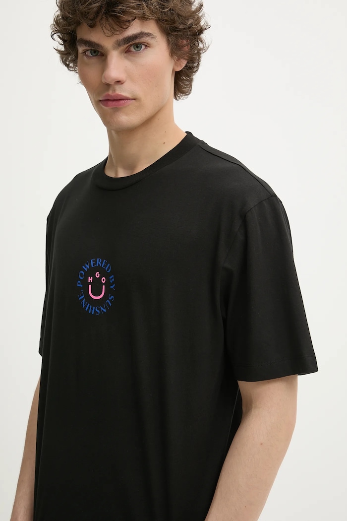 Hugo Blue t-shirt bawełniany czarny 50536127