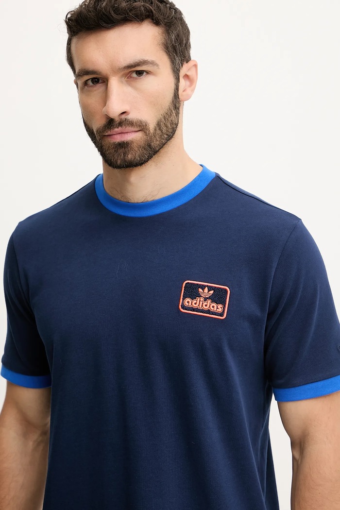Bavlněné tričko adidas Originals Contrast Tee námořnická modř JC8383