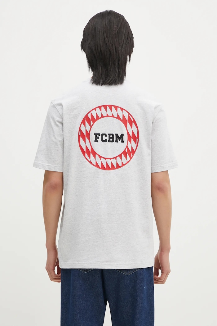 Хлопковая футболка adidas Performance FC Bayern Muenchen VRCT T-shirt печать серый JL6112