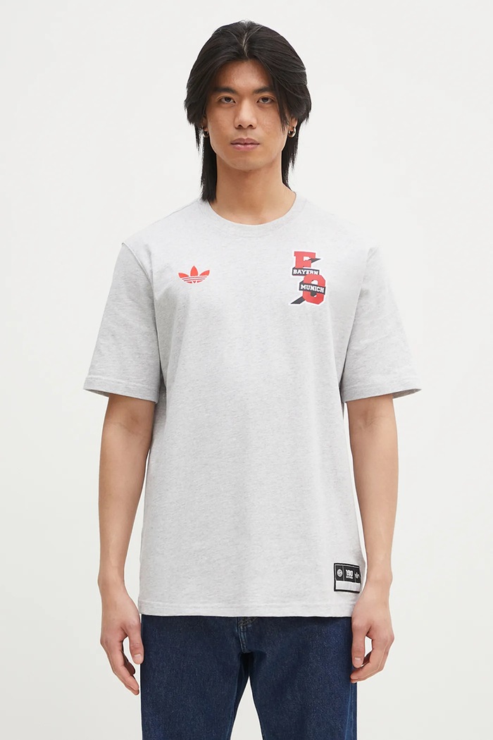 Одежда Хлопковая футболка adidas Performance FC Bayern Muenchen VRCT T-shirt JL6112 серый