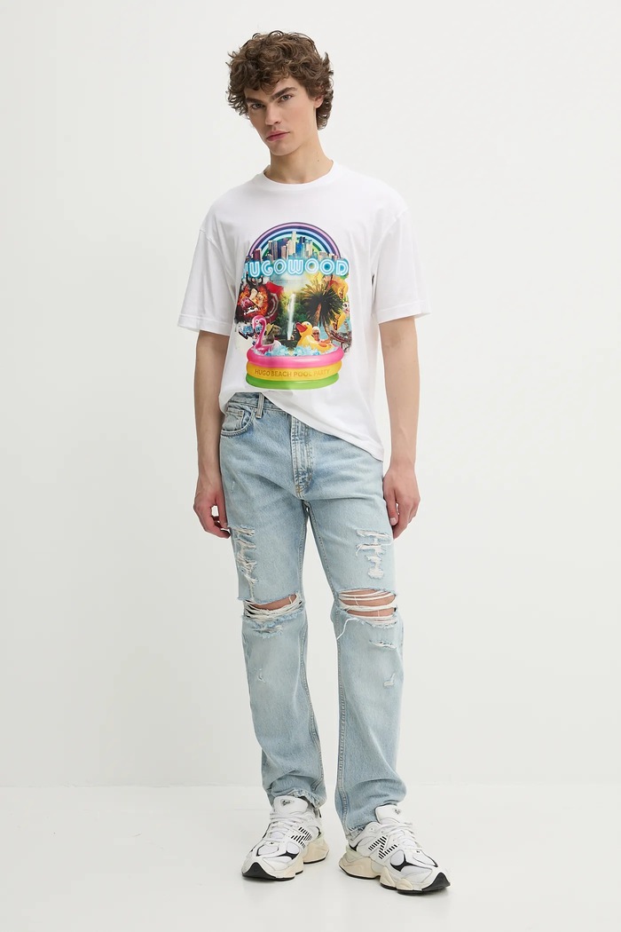 HUGO t-shirt bawełniany 50538512 biały SS25