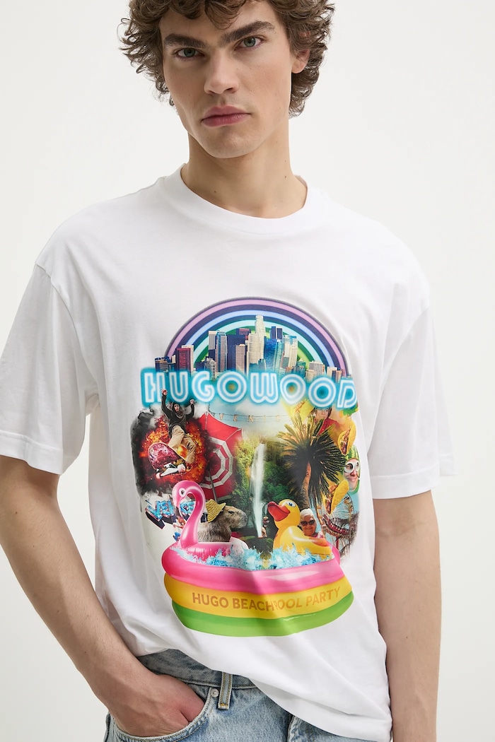 HUGO t-shirt bawełniany biały 50538512