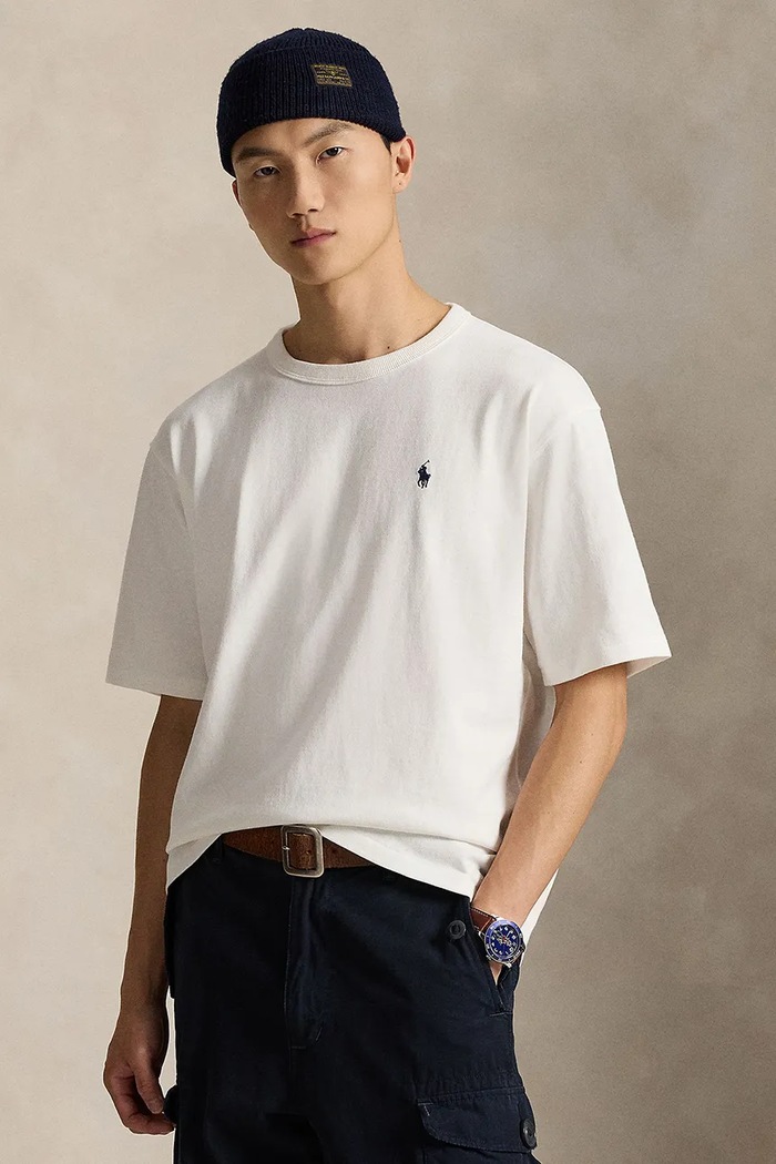 Βαμβακερό μπλουζάκι Polo Ralph Lauren Tee χαλαρό μπεζ 710964716