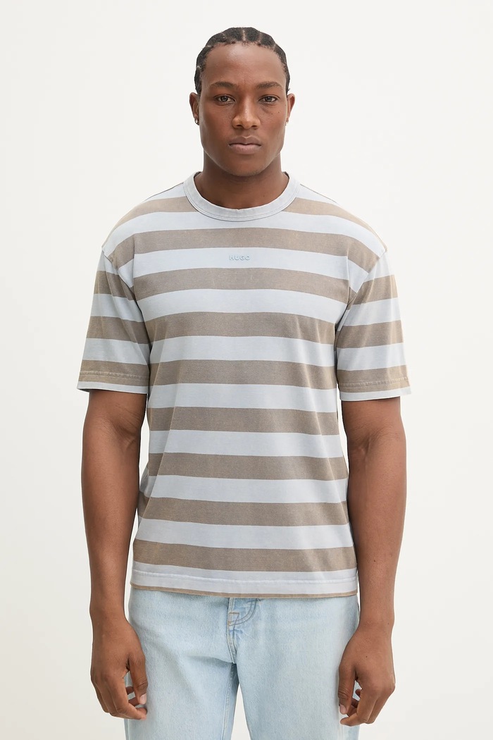 HUGO tricou din bumbac cu modele albastru 50535283