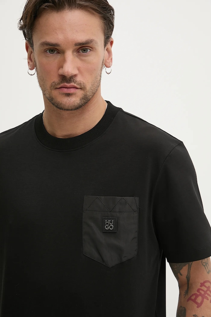 HUGO t-shirt bawełniany czarny 50536347