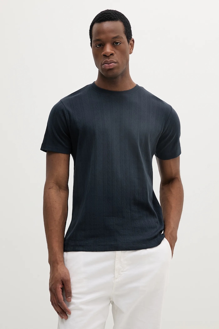 Lindbergh t-shirt bawełniany bawełna granatowy 30.400315.NAVY
