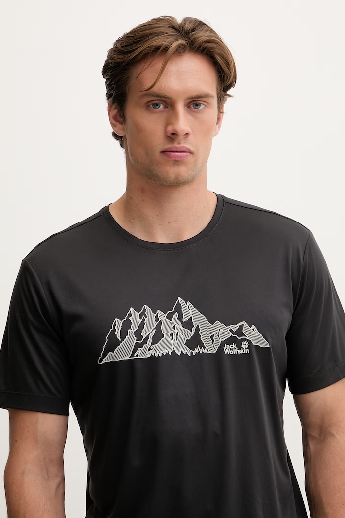 Jack Wolfskin tricou pentru trekking bărbătesc Peak Graphic negru A63269