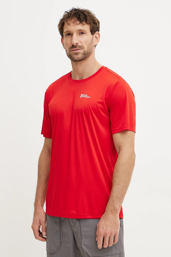 Jack Wolfskin Tricou pentru trekking pentru bărbați Tech rosu A63293