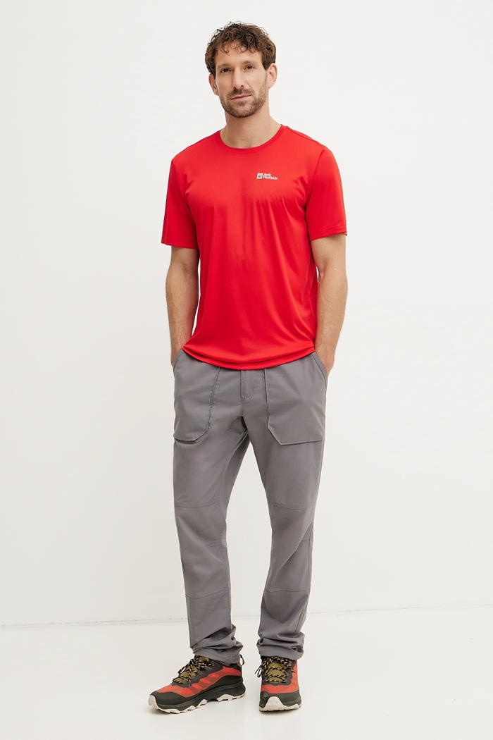 Jack Wolfskin Tricou pentru trekking pentru bărbați Tech A63293 rosu SS26