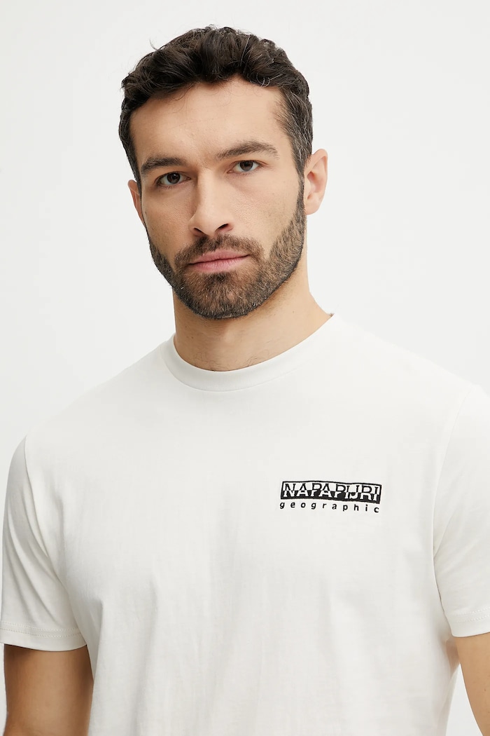 Napapijri tricou din bumbac S-Vignoni bej NP0A4ILXN1A1