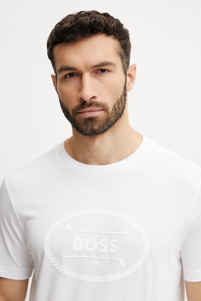 BOSS Green t-shirt bawełniany biały 50537825