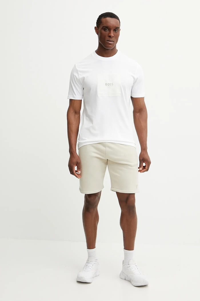 BOSS Green t-shirt bawełniany 50538096 biały SS25