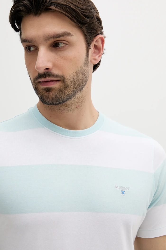 Barbour t-shirt bawełniany Whalton Stripe T-Shirt niebieski MTS1255