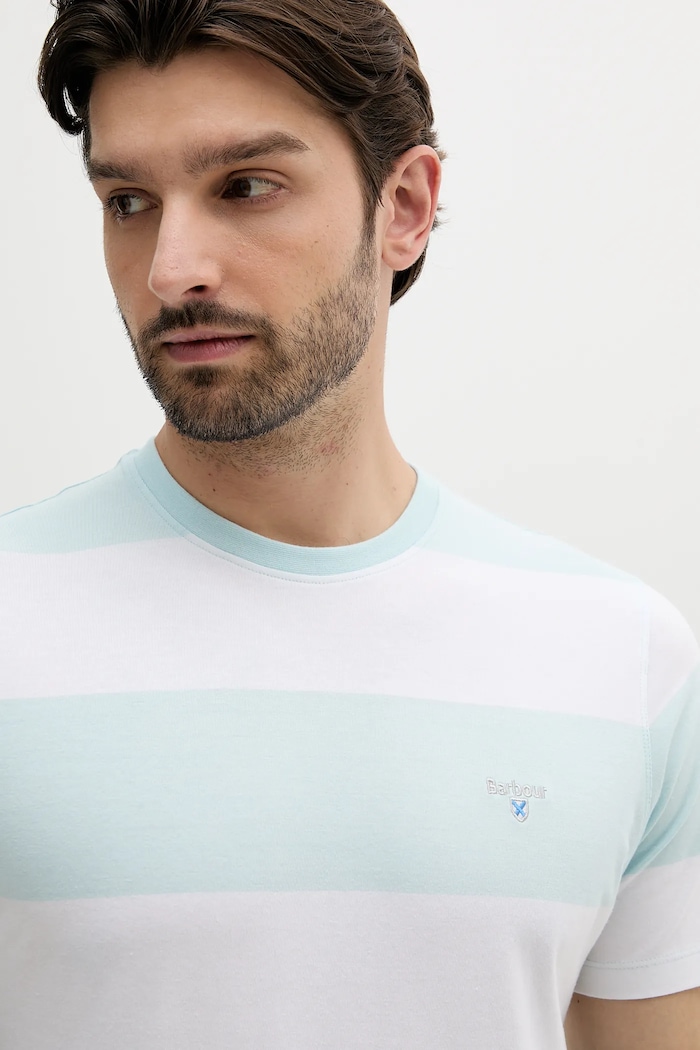 Barbour t-shirt bawełniany Whalton Stripe T-Shirt niebieski MTS1255