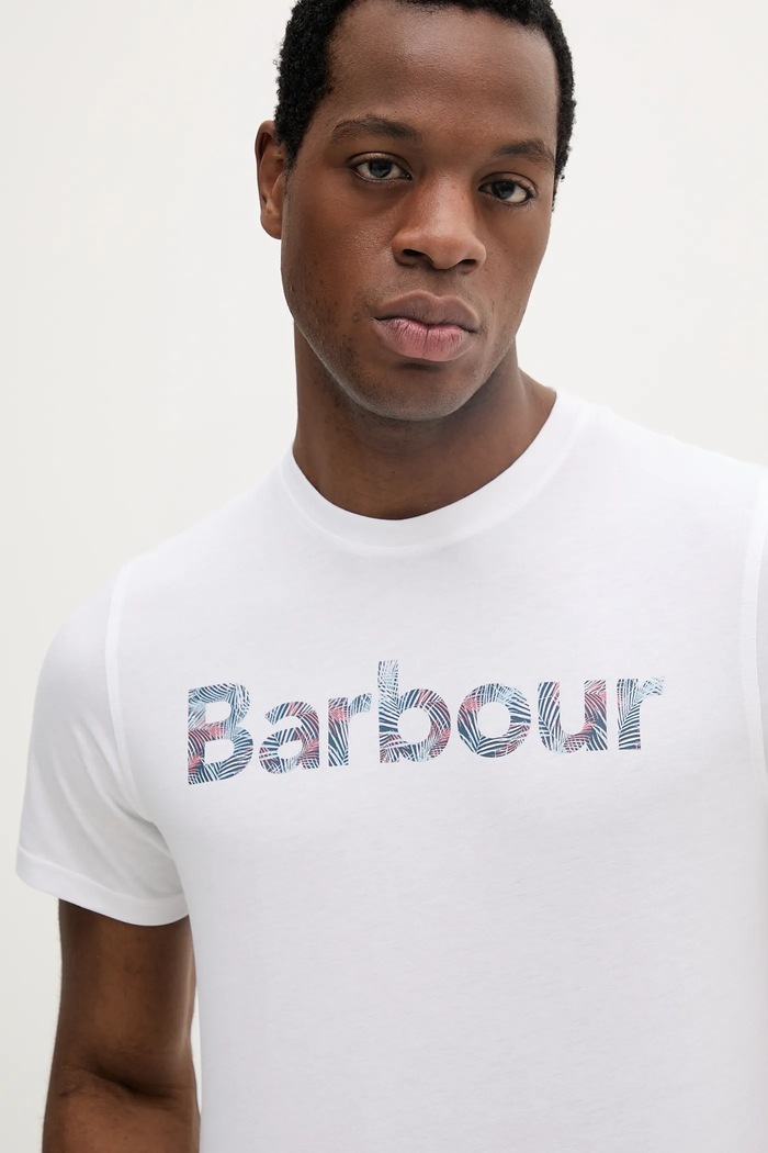 Bavlněné tričko Barbour Devon Graphic T-Shirt bílá MTS1391