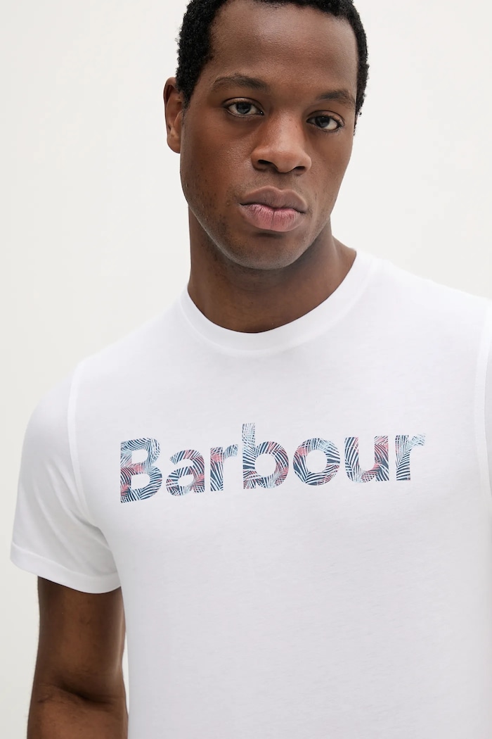 Bavlněné tričko Barbour Devon Graphic T-Shirt bílá MTS1391