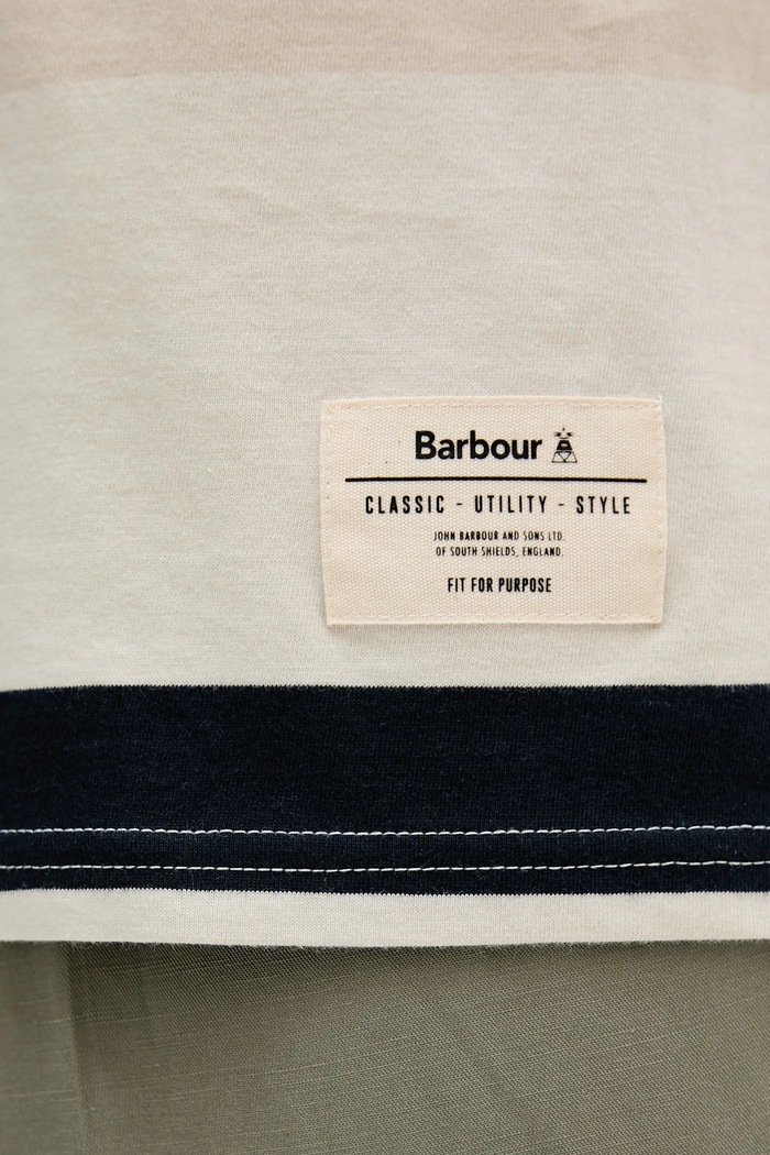 Bavlněné tričko Barbour Golborne Stripe Relaxed Fit T-Shirt MTS1409 béžová
