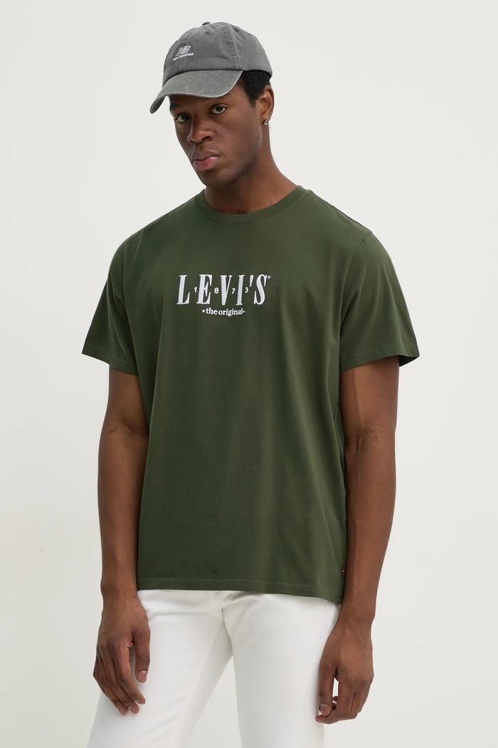 Levi's t-shirt bawełniany SS RELAXED FIT TEE aplikacja zielony 16143.1676
