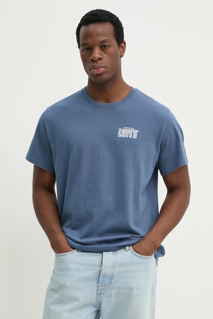Bavlněné tričko Levi's SS RELAXED FIT TEE kulatý modrá 16143.1923