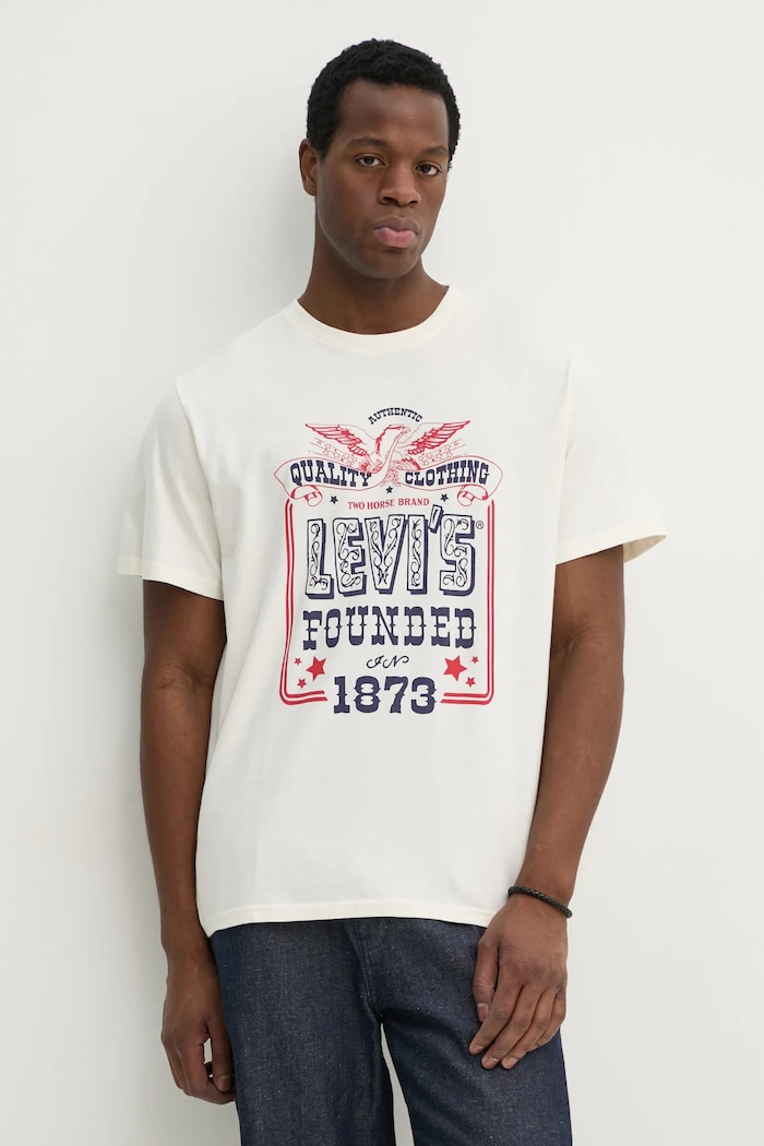 Памучна тениска Levi's SS RELAXED FIT TEE свободна бежов 16143.1924